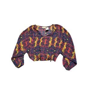 Princess Vera Wang Cropped Peasant Blouse Abstract Print Size XS